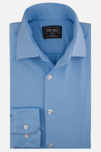 John Miles Non-Iron Blue/White Gingham Check Shirt